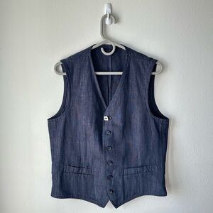 Lardini // Men’s Linen Navy Vest made in Italy size 48